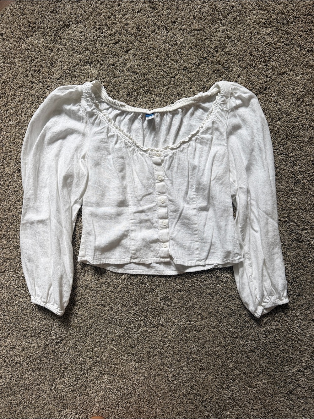 Old Navy White Button-Front Long sleeve Top